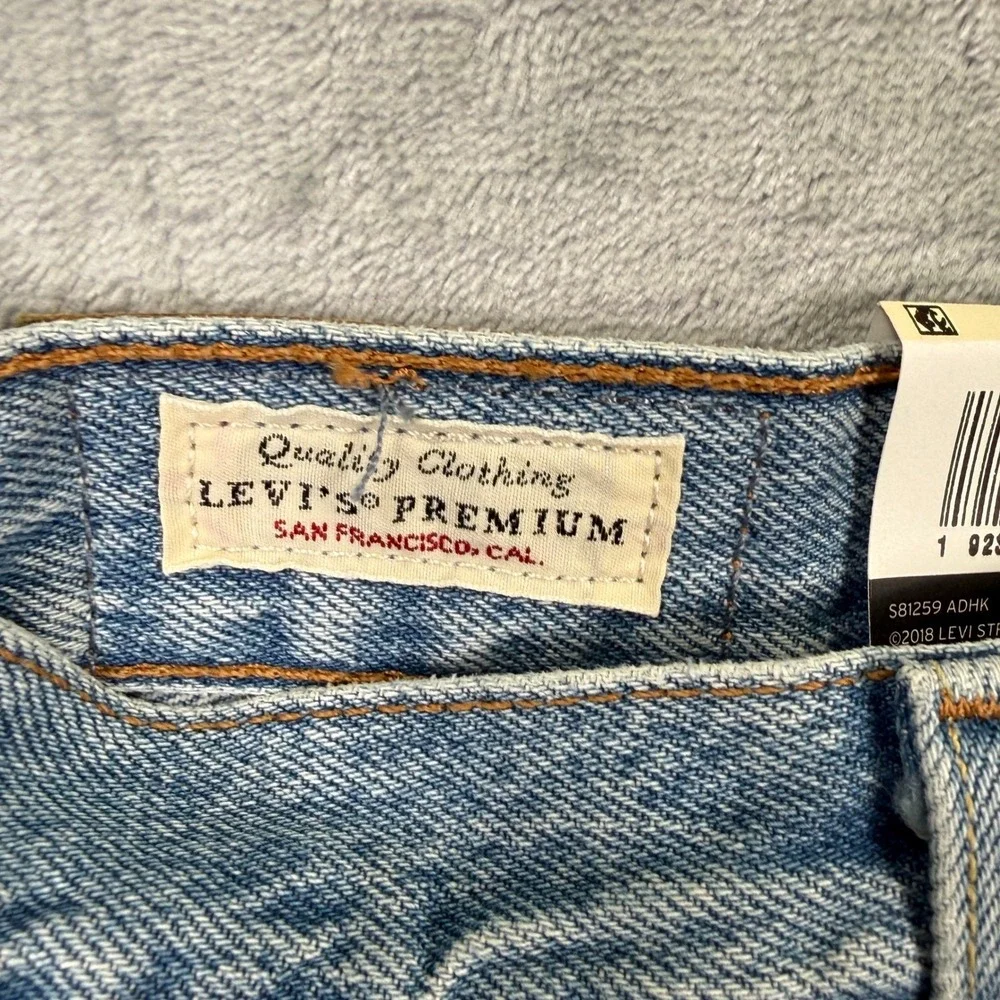 Levis Premium 501 Shorts Womens High Rise Non-Stretch Denim Cut Off Blue